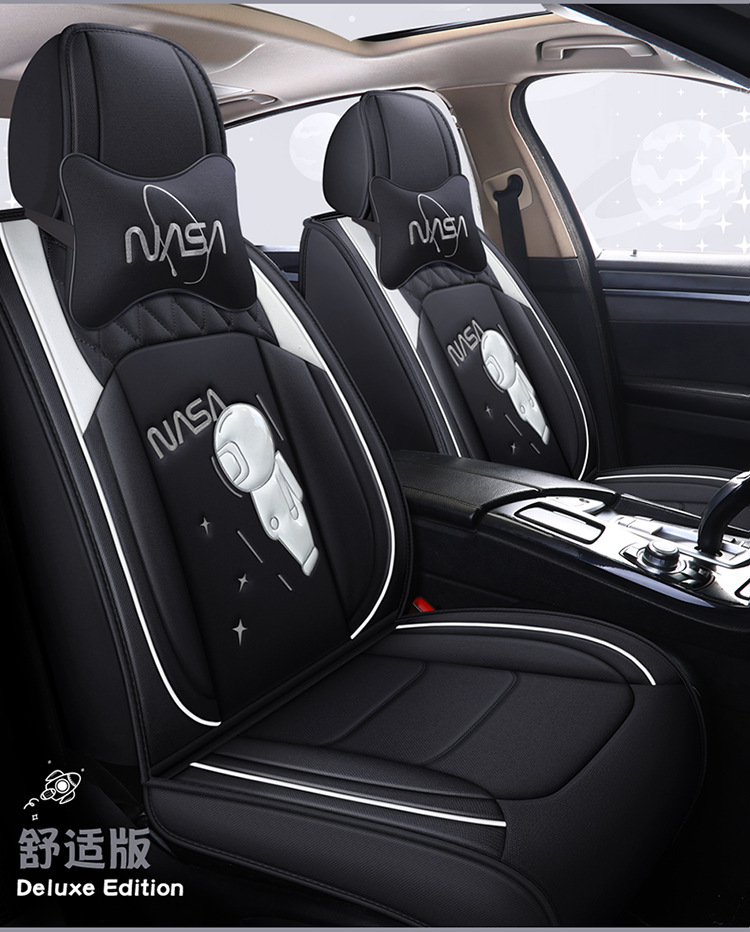 Summer New Car Seat Cushion, Linen Seat Cover, Universal for All Seasons, Fully Surrounded Linen Fabric Cushion, Cartoon Special Cushion