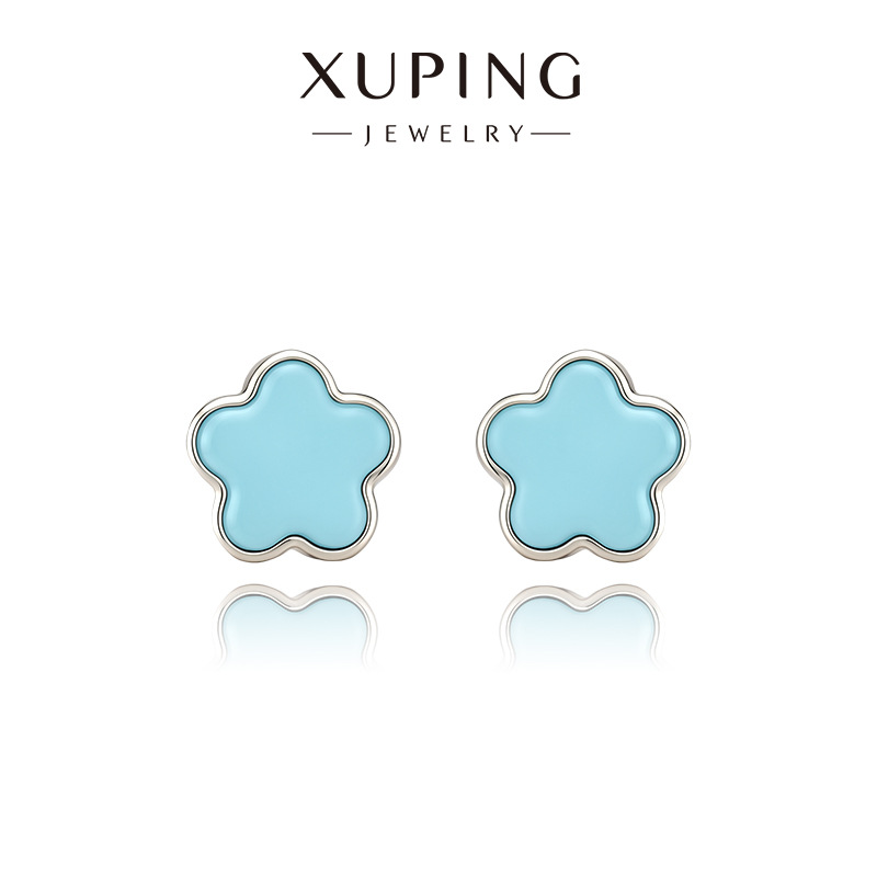 Xuping simple dopamina tierna flor de viento pernos de auriculares de verano pequeños frescos collares de auriculares de dama de estilo japonés y coreano mayorista
