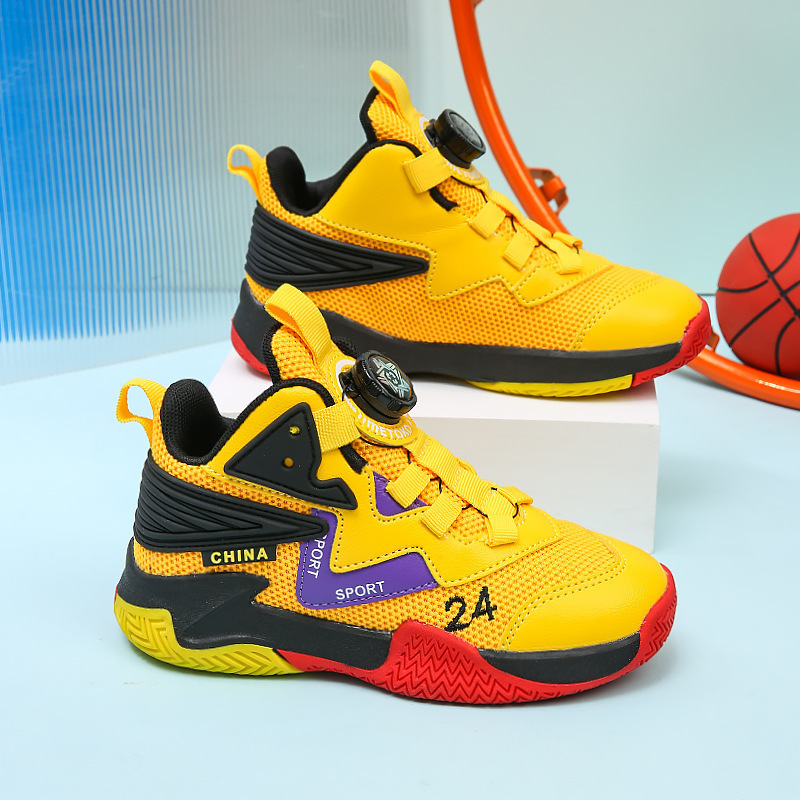 Cross-Border New Children's Professional Basketball Shoes, Boys' Shoes, Girls' Shoes, Swivel Buckle Breathable Medium and Large Children's Sports Shoes Cross-Border New Children's Professional Basketball Shoes, Boys' Shoes, Girls' Shoes, Swivel Buckle Breathable Medium and Large Children's Sports Shoes