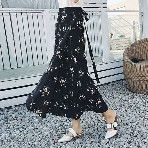 lace floral one-piece skirt medium and long summer vacation sunscreen beach dress high waist one-piece skirt wrap skirt