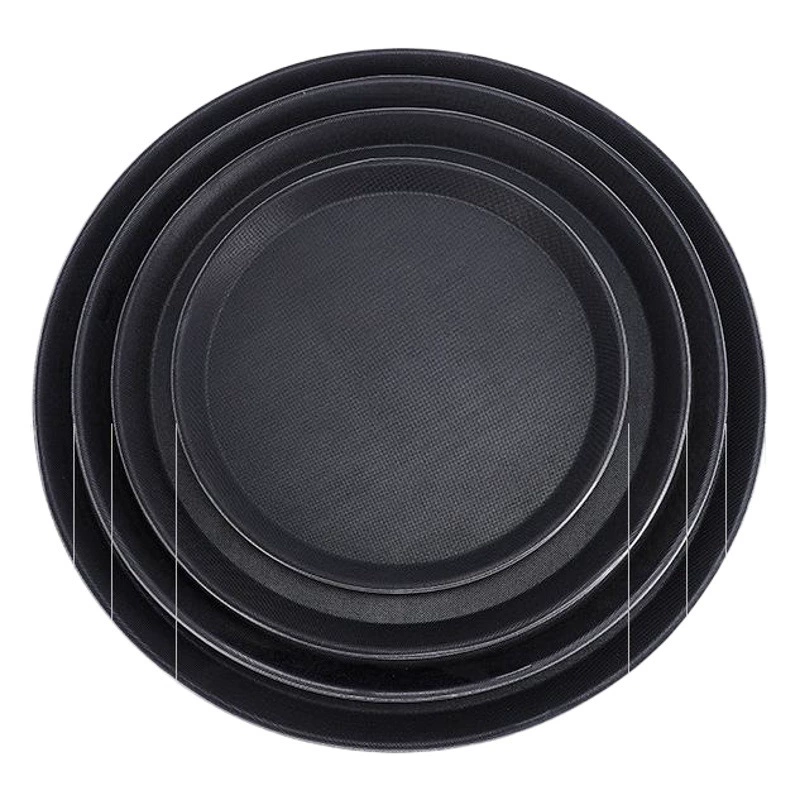 Бесшовные противоскользящие поддоны пластиковые столовые приборы круглый поднос отель ресторан закаленное стекло лоток оптовая поставка