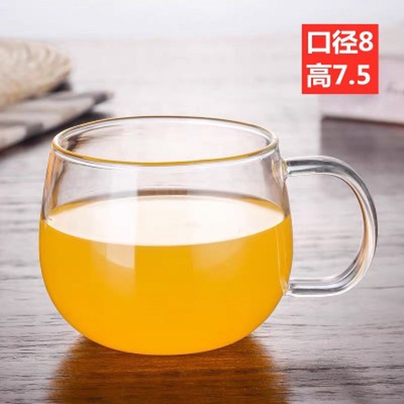 Vidrio taza de té de vidrio con mango flor taza de té redonda taza divertida taza de tres piezas taza de té taza de agua de oficina con tapa