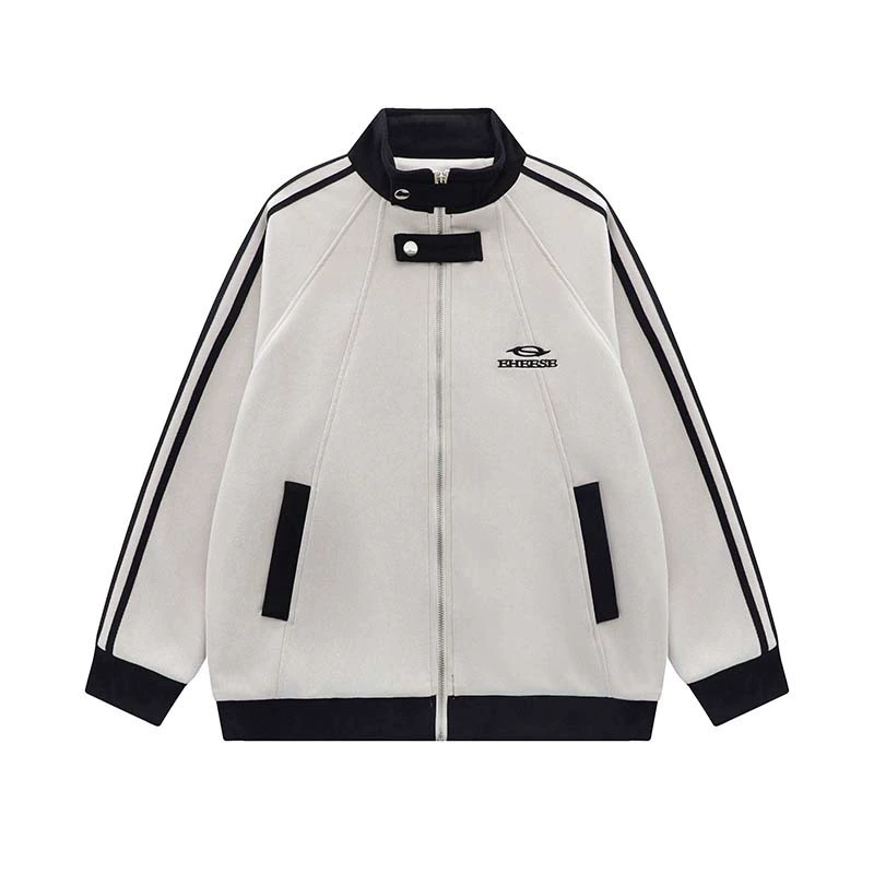 High Street American замшевая тяжелая вышивка с контрастным сшитым воротником куртка мужской прилив свободная повседневная пара куртка