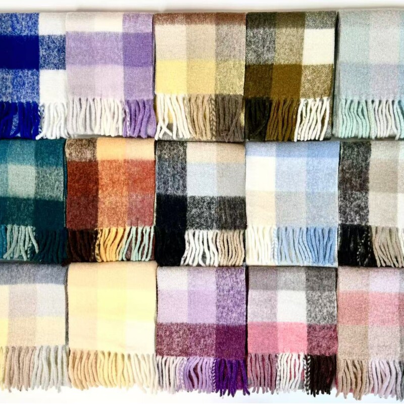 New Manufacturer Wholesale Ac Scarf Rainbow Plaid Alpaca Wool Scarf for Women Winter Brand Thick Alpaca Wool Warm