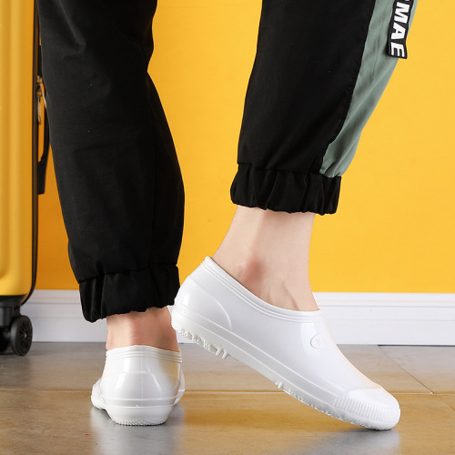 Supply of white rain boots for men, short, medium and high water shoes, velvet low-cut kitchen food factory work boots wholesale
