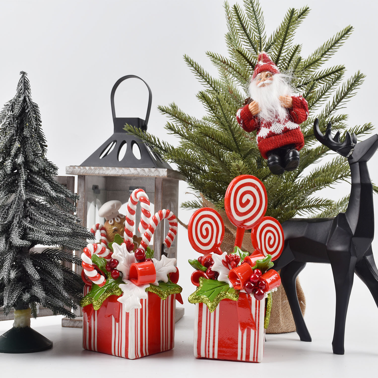Decoraciones de Navidad para el hogar escritorio de cerámica suave decoraciones de color caramelo ventanas escenas nórdicas diseño regalos de Navidad image 3