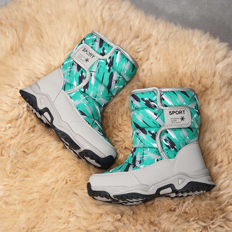 Botas de nieve para niños 2025 invierno nuevo calentamiento de algodón de invierno más vello grueso impermeable antideslizante para estudiantes de primaria