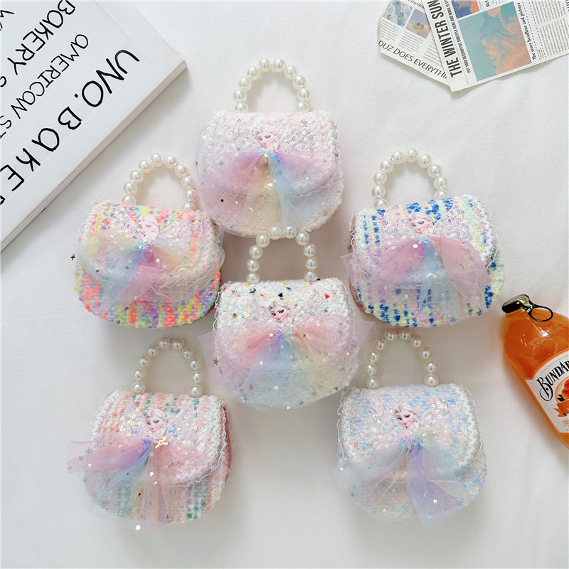 Bolsa de mensajero de los niños de lana 2023 moda lana niñas perla monedero Otoño e Invierno nuevos niños ropa grande marca bolsa