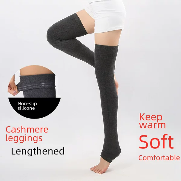 Autumn and winter cashmere women and men's long thick knee pads anti-sliding knee socks wool warm cold-proof leg protectors calf protectors