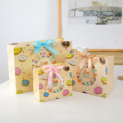 Children's Day New Gift Bag Birthday Gift Bag Donut Cartoon Tote Bag Ribbon Paper Bag