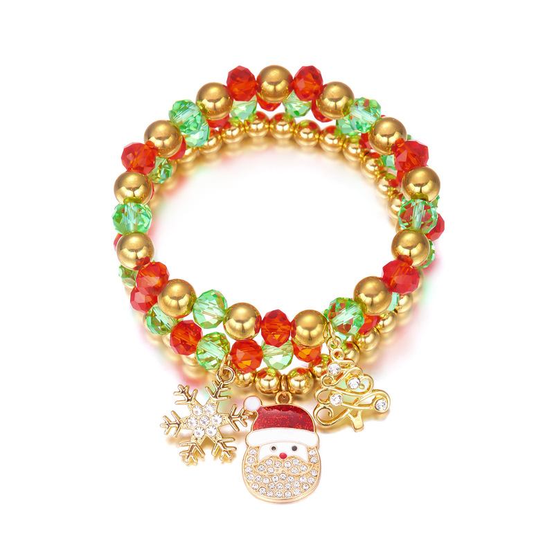 圣诞节手链雪花吊坠手串Christmas圣诞树雪人多元素吊坠手链套装|undefined