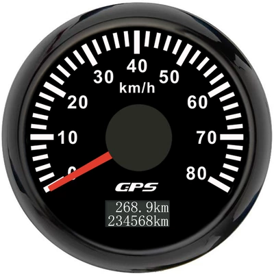 Gps Speedometer 52mm Mileage | automobile instrument - black-frame-black-bottom-80kmh