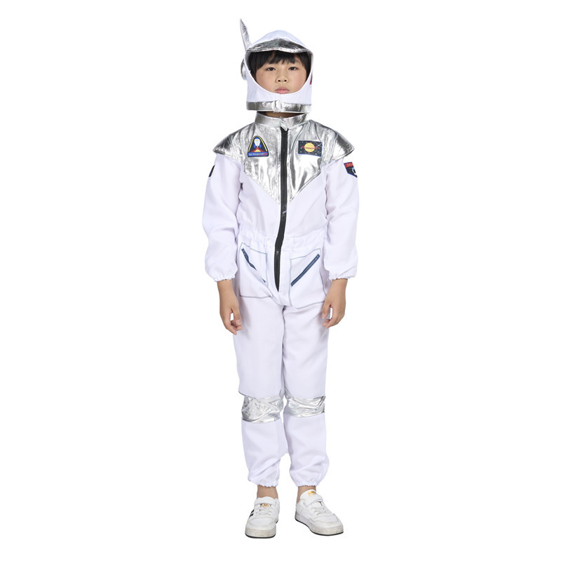 Niños astronauta traje fantasía blanco espacio traje onesies niños Festival juego de rol traje con capucha