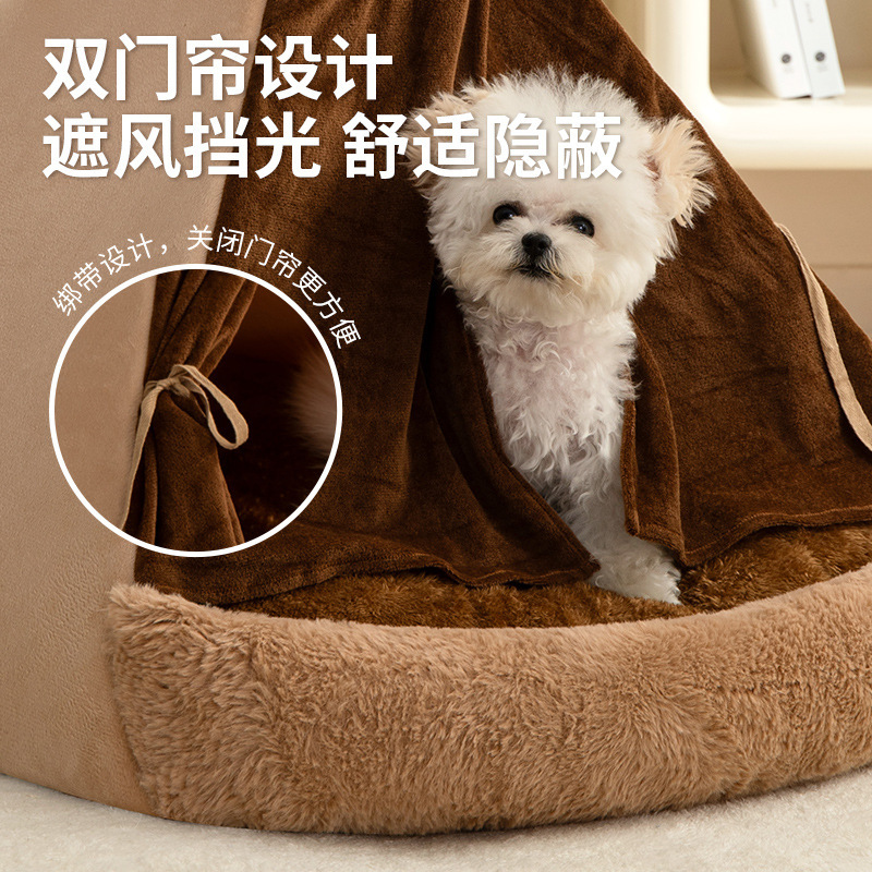 跨境批发狗窝四季通用宠物帐篷封闭式中小型犬比熊冬季保暖安全感|undefined