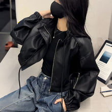 2025年春季新款时尚百搭短款皮衣外套宽松显瘦休闲潮流复古上衣女