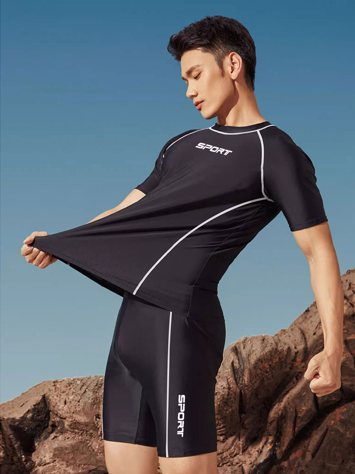 Conjunto de Traje de Baño para Hombre de Poliéster para Natación image 1