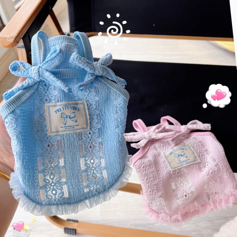 Perro mascota ropa de perro verano estilo fino transpirable maltés cabestrillo chaleco hueco peluche bichón cachorro pequeño