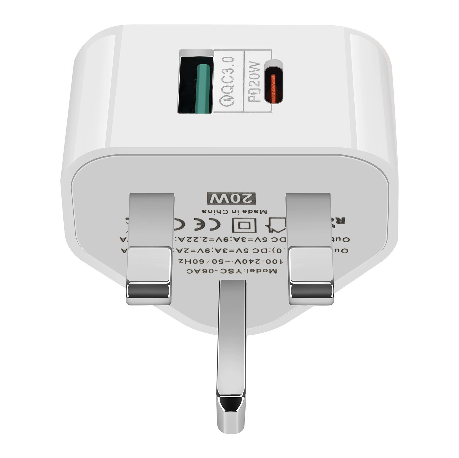 20W британское регулированное зарядное устройство PD зарядник Type-C+QC3.0 треугольник регулируемое зарядное устройство PD адаптер