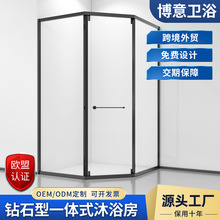 来图定制卫生间砖石形一体式浴淋室隔断玻璃门干湿分离间家用淋浴