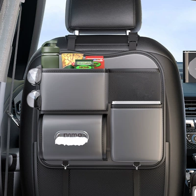 Back Storage Bag Hanging Bag – Car table board - glossy-gray-nappa-leather-chair-back-storageshort-style