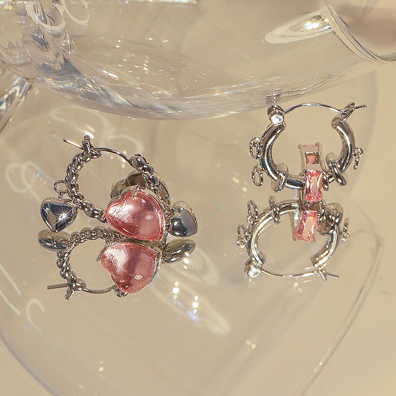 Fashion Heart Shape Alloy Plating Rhinestones Womenu0027S Earrings 1 Pair