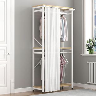 Simple Household Hanger Floor Bedroom Coat Rack Simple Modern Steel Wood Storage Clothes Rack Door Storage Rack