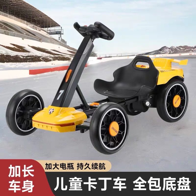 Carro eléctrico para niños sin instalación puede sentarse en cuatro ruedas, kart plegable para niños y niñas, coche de batería para bebés, control remoto portátil