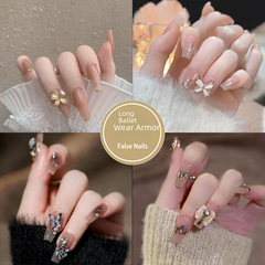 Handmade Wearable Nail Wholesale Glitter Butterfly Shimmer Nail Polish Nail Sheet Complete Nail Sticker Jelly Glue