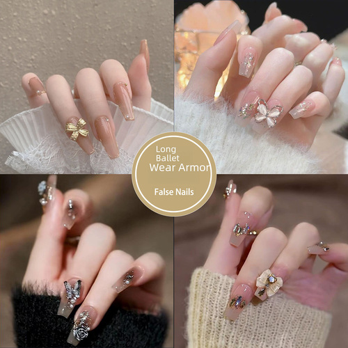 Handmade Wearable Nail Wholesale Glitter Butterfly Shimmer Nail Polish Nail Sheet Complete Nail Sticker Jelly Glue