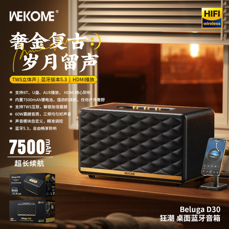 WEKOME跨境2025年新款电脑蓝牙音箱 低音炮户外K歌音响一体机唱歌|undefined