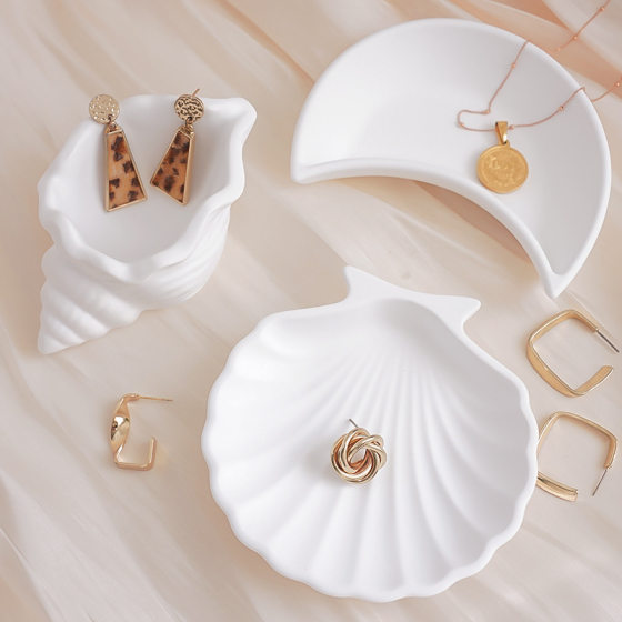 Ins Style White Shell Conch Small Dish Storage Tray Jewelry Photography Background Decoration Ornaments Photography Props