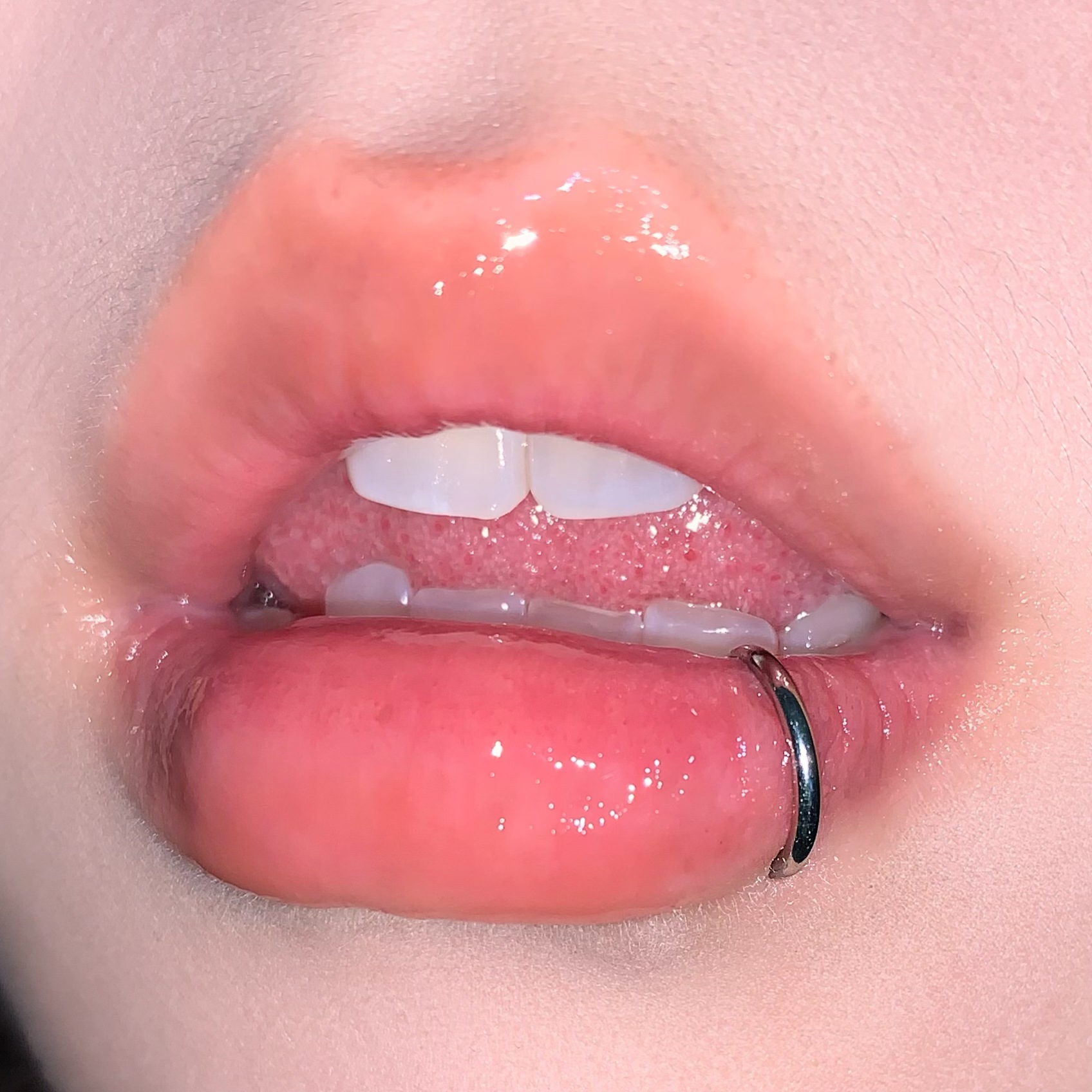 Labret piercing jewelry detail image