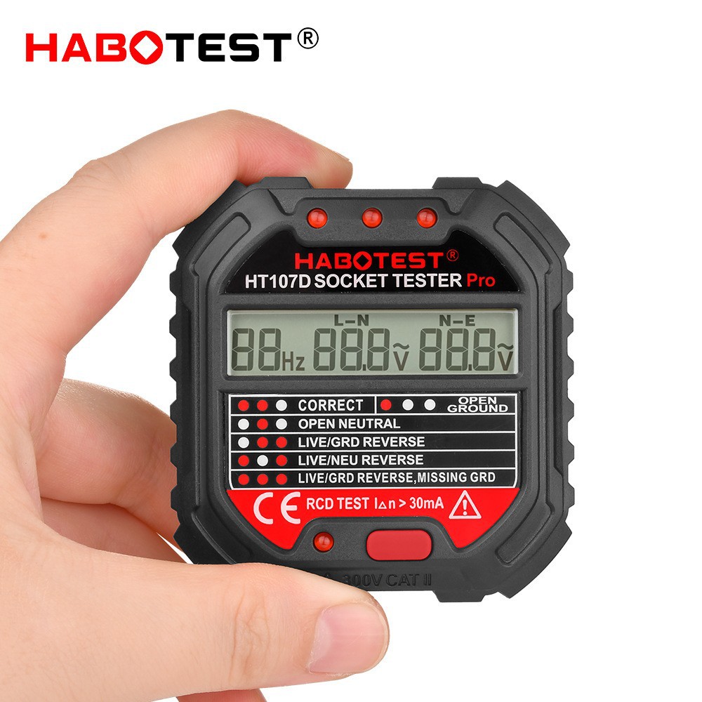 HT107D插座测试仪插座检测器验电器电源极性检测器线路相位检测仪