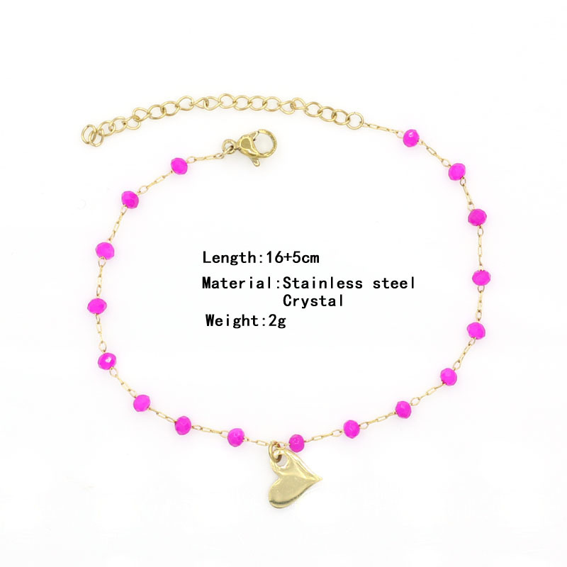 cable chain Chain Type Sweet Heart Shape Artificial Crystal Titanium Steel Cable Chain Bracelets In Bulk Stainless Steel Bracelets