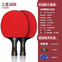 乒乓球拍2只装双拍双面反胶三星五星长柄横直短兵球拍比赛用便携