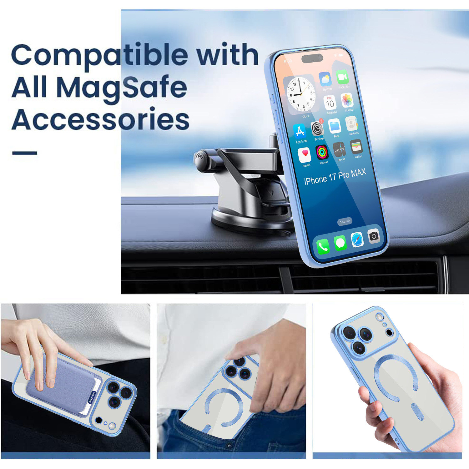 Neue magnetische Hülle im CD-Design mit Kartenhalter für iPhone 17 Pro Max, stoßfeste Hülle für alle iPhone-Serien_voghion.com