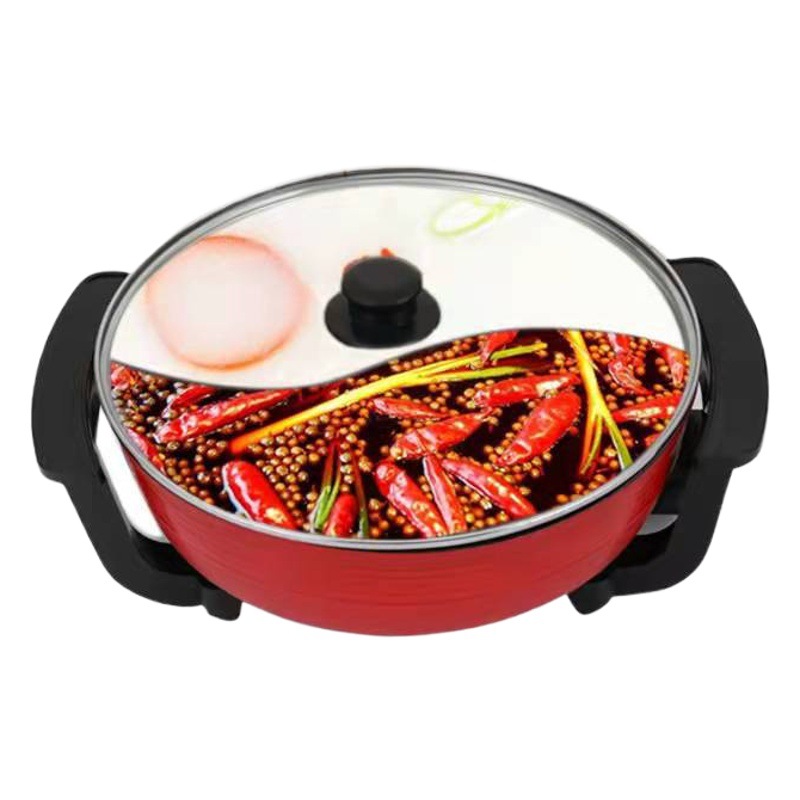 Olla Eléctrica de 6L para Hot Pot, Tipo Pato Mandarín con Doble Compartimento, Antiadherente - Olla de Cocina para Hogar al por Mayor