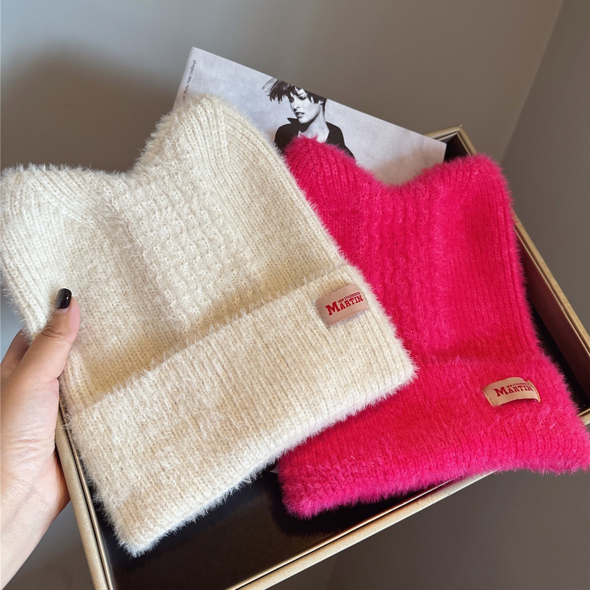 Gorro de punto con orejas de gato gorro cálido de invierno_voghion.com