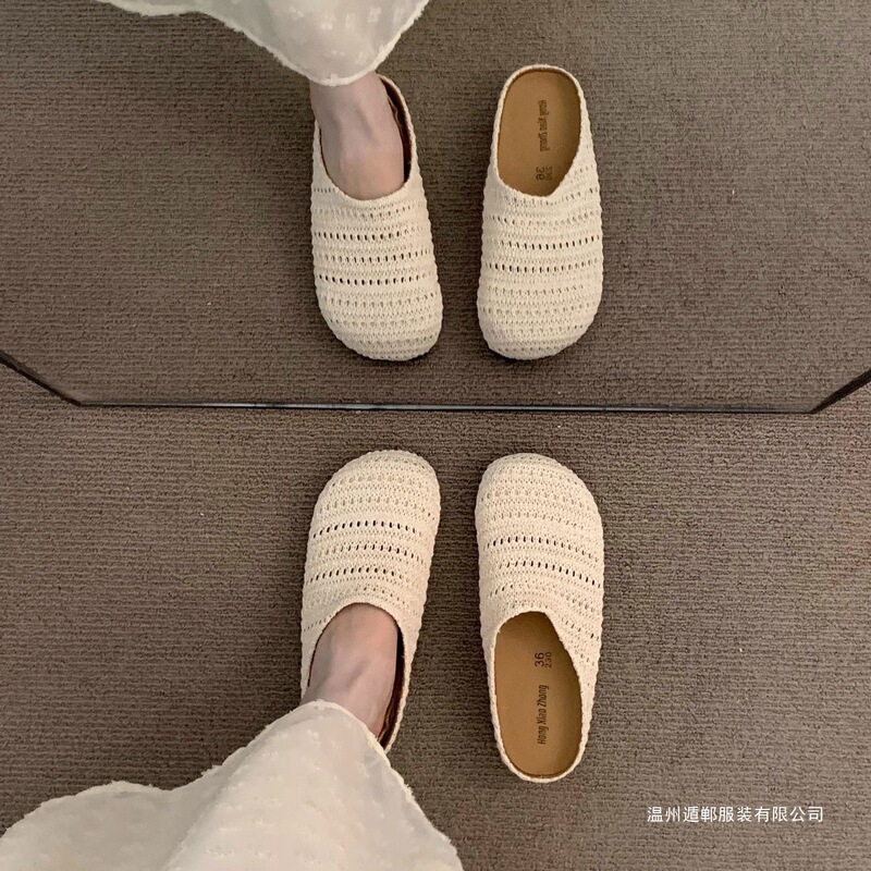 Bohemian Flat Birkenstock-Style Slip-On Mules for Women, Suitable for Outdoor Wear, Spring/Summer 2026 Vacation