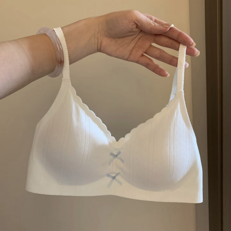 Japanese-Style Sweet Seamless Comfortable Underwear for Women with Small Bust, Enhancing and Enlarging, Wireless Thin Summer Bra for Young Girls