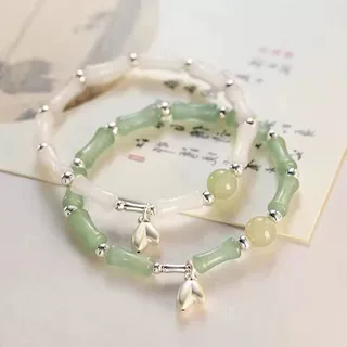 中式竹节手链竹叶ins吊坠小众设计古风手串个性时尚闺蜜饰品批发