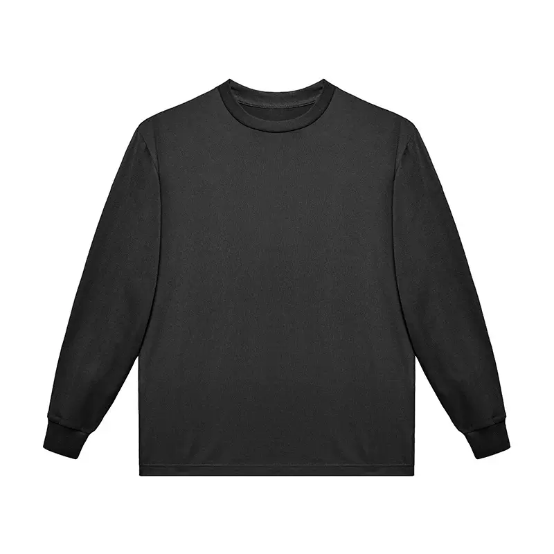 高奢男女同款经典棉质平纹长袖针织圆领T恤