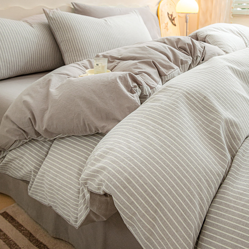 Algodón simple, algodón lavado con agua, cuatro piezas, 100 sábanas de algodón, dormitorios de estudiantes, tres piezas de cama