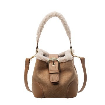 Otoño y invierno nuevo bolso infantil de lana de cordero Meilade mini bolso de cubo retro mochila mochila de mujer