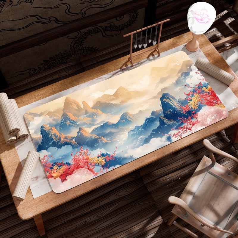 特大古画風景柄マウスパッド、キーボードパッド、特大厚手縁取りオフィスデスクパッド、ワンピース販売|undefined