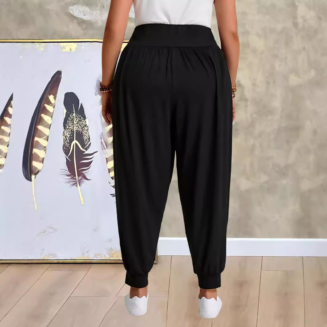 Harembyxor dam plus size med elastisk midja för skön sommar_voghion.com
