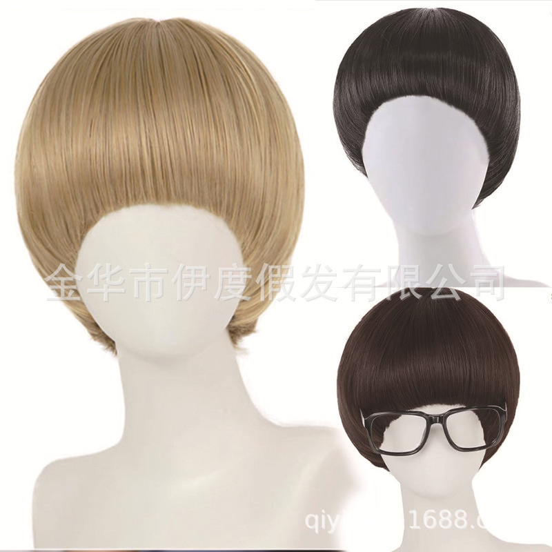 Blonde Bowl Cut Wig Men Mushroom Costume Heat Resistant Synthetic Fun Bangs Wig for Daily Party Halloween