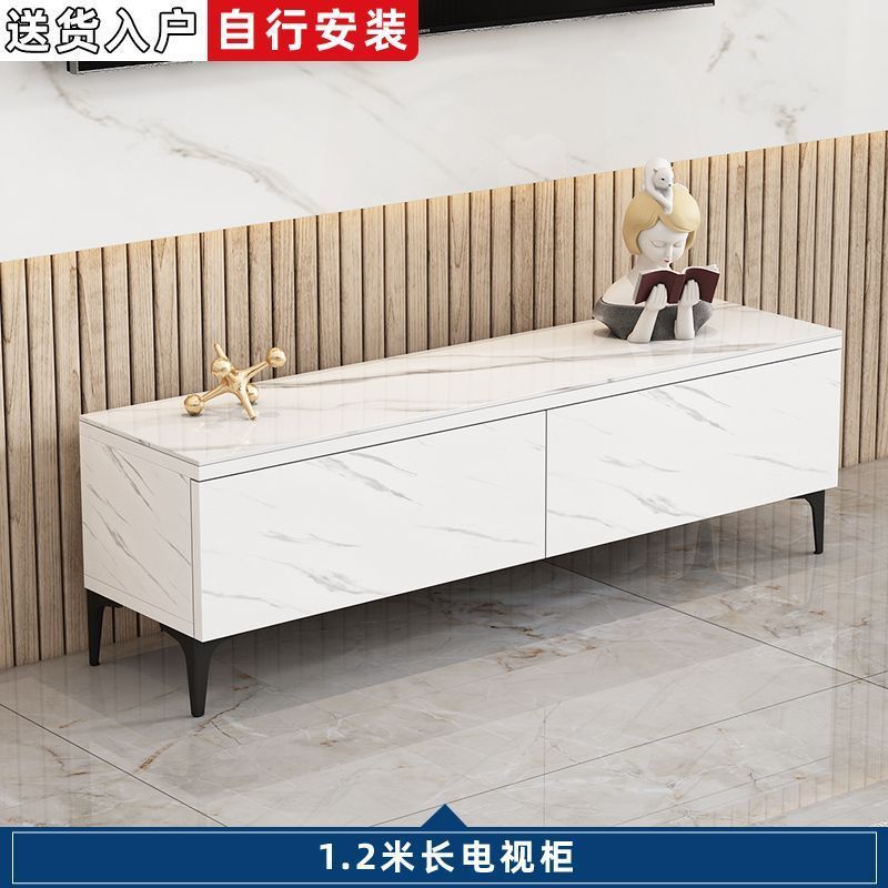Tabla de roca de lujo ligero gabinete de televisión combinación de mesa de té sala de estar pequeña casa mesa de té combinación de tabla de TV de madera sólida