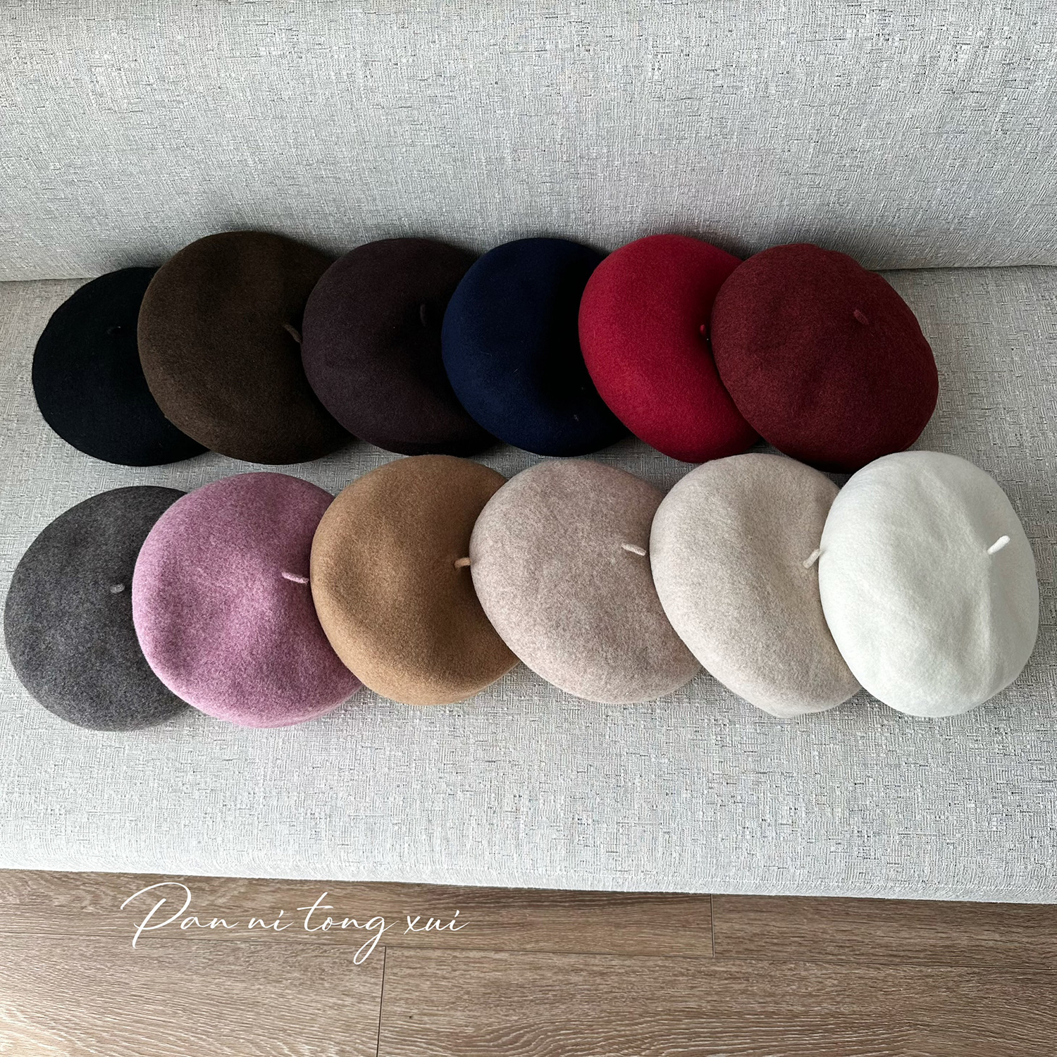 Béret en laine unisexe pour femme, petit chapeau de peintre en laine chaud d'hiver avec visage rétro artistique_voghion.com