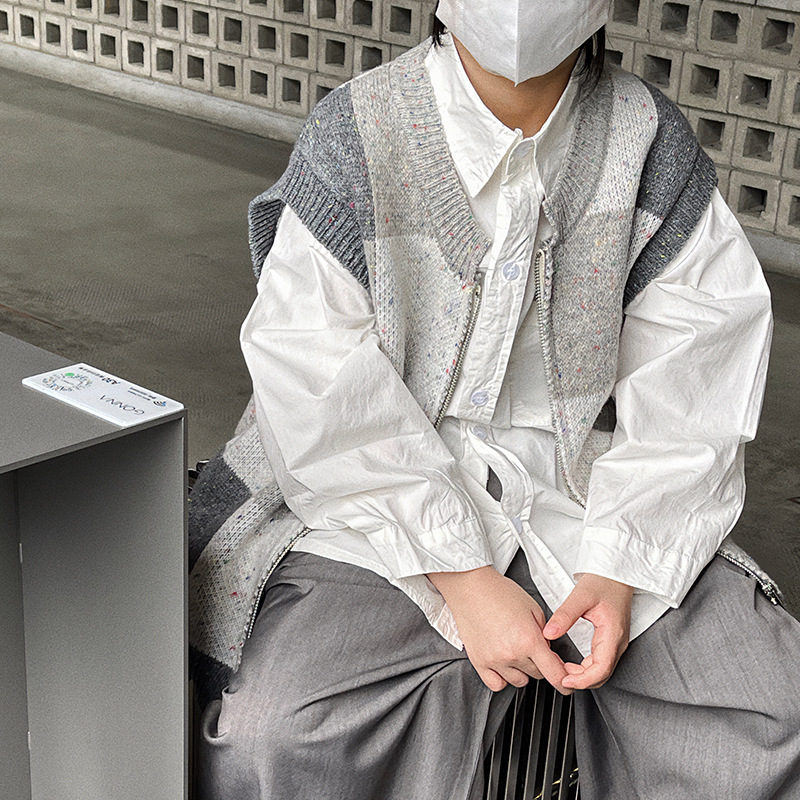Baoduro ropa para niños Chaqueta de punto para niños chaleco 2023 nueva primavera y otoño ropa abrigo suéter a cuadros estilo coreano para niños